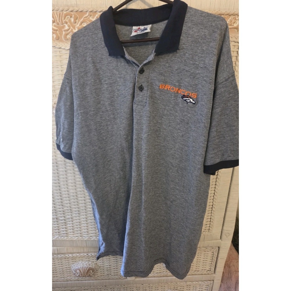 Denver Broncos Shirt Polo Vtg‎ New, Brand Majestic  XL 1990's Unisex